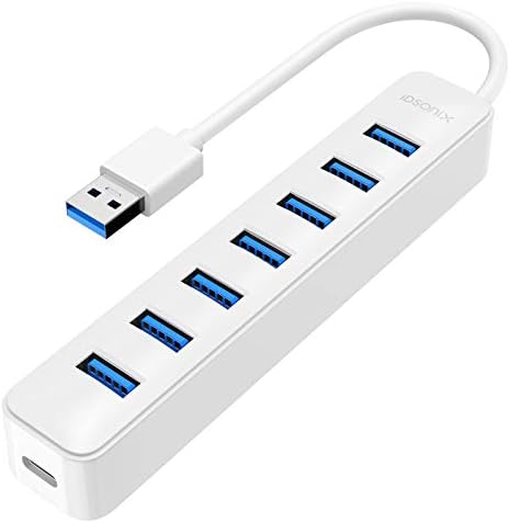 Idsonix Usb ハブ 3 0 7ポート 5gbps高速 5v 3a電力入力usbハブ ウルトラスリム Windows Mac Linux等対応 Usb3 0高速ハブ セルフパワー 軽量 コンパクト 在宅勤務 White