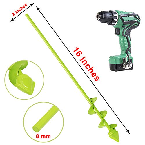 UGarden Bulb & Bedding Plant Auger, with Garden Genie Gloves, Garden Plant Flower Bulb Auger 2" x 16" Rapid Planter, Non-Slip Hex Drive fits Any 3/8-inch Drill. (3 Circles)