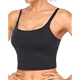 Kamo Fitness Ellyn Tank Top - Longline Crop Sports Bra With Padded Built-in Bra For Yoga & Running (Snow White, Large)