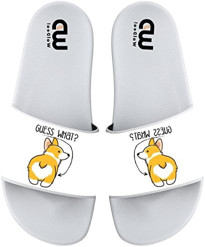Cartoon Guess What Corgi Dog Butt Summer Slide Slippers For Men Women Soft Open-Toe Sandals Casual Shoes