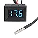 DROK 100096 Micro LED Digital -55 to 125℃ Temperature Meter Gauge Panel DC 7-30V 12V/24V Temp Tester Monitor with Bright Blue Digital Display and DS18B20 Waterproof Sensor Probe