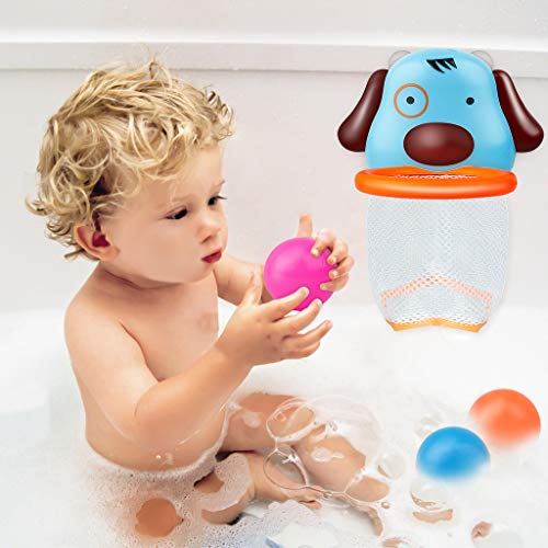 PG Bath Toys Basketball Hoop for Toddler,Include 3 Float Balls with Powerful Suction Cup, Bathtub Shooting Game Playset