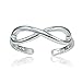 Hoops & Loops 925 Sterling Silver Figure Eight Infinity Adjustable Open Toe Ring for Women