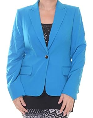 Calvin Klein Womens Notched Collar Faux Pockets One-Button Blazer!