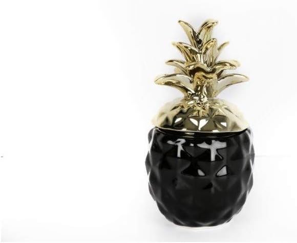 Sifcon International Pineapple Storage Jar in Black & Gold Small
