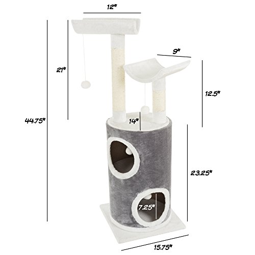 5Tier Cat Tower with 2 Napping Perches, 2 Story Cat Condo, 2 Sisal