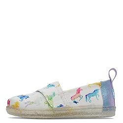 TOMS Girls Alpargata Loafer Flat, White Watercolor