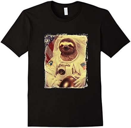 Mens Sloth Astronaut T-Shirt Mens &amp; Womens Medium Black
