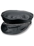 Carroll Leather Greek Fisherman Cap with Chain