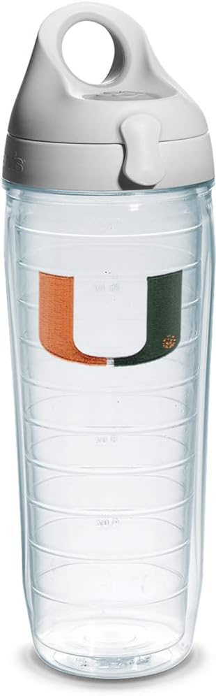 Tervis 1073797 Miami University of Emblem Individual Water Bottle with Gray lid, 24 oz, Clear