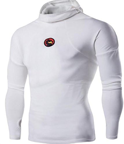YUNY Men's Pullover Ninja Mask Long-Sleeve T-Shirt Casual Shirt White 2XL