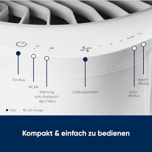 Luftreiniger für Räume bis zu 48 m², Tischluftreiniger für Staub, Tierhaare, Rauch, Schimmel, Pollen, Allergene, Geruchsbeseitigung, HEPASilent, DustMagnet 5240i