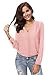 Urban CoCo Womens V Neck Ruffled Shoulder Solid Chiffon Blouse (XL, Pink)