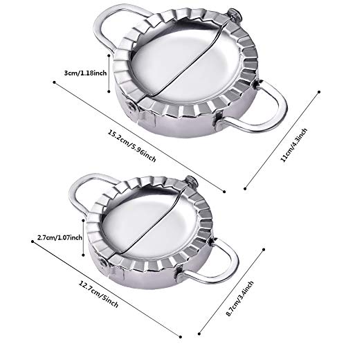 DIFENLUN Dumpling Maker, 2PCS Stainless Steel Dumpling Mold Ravioli Mould Empanada Press Dumpling Wrapper Dough Stamp Cutter Pastry Pie Making (3.74"/9.5cm, 2.95"/7.5cm)