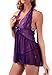 Ruzishun Sexy Lingerie Lace Splicing Transparent Chemise (Purple, L)