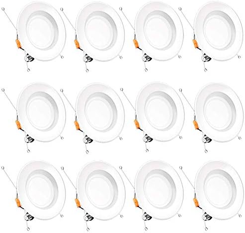 Bbounder Lighting 12 Pack 5/6 Inch LED Recessed Downlight, Smooth Trim, Dimmable, 13W=100W, 5000K Daylight, 1000 LM, Damp Rated, Simple Retrofit Installation - UL + Energy Star No Flicker