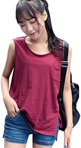 My Wonderful World Girls's Cotton Tee Tops Casual Camisoles Vest Slim T-shirts Red L