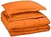 AmazonBasics Easy-Wash Microfiber Kid's Comforter and Pillow Sham Set - Full or Queen, Bright Orange