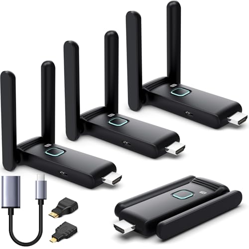 Wireless HDMI 3 Receivers and Transmitter Set,50M/165FT,No Hot,Plug and Play,2.4/5.8GHz Wirelessly Stream to Multiple TV/Projectors,USB-C Wireless HDMI Splitter for Macbook/DVR/Camera/Laptop/Switch/PC