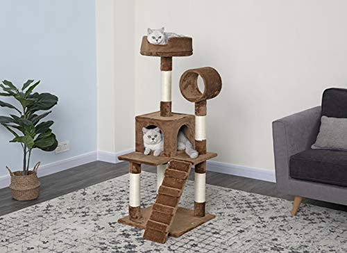 Go Pet Club F76 Tree Condo Scratcher Post Pet Bed Furniture, 50-Inch, Brown