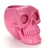 Skull Mug,Stainless Steel Double Handle Resin Horn