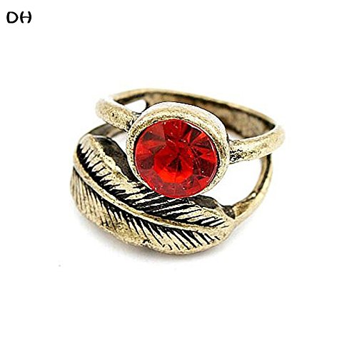 OPM Jewelry New Fashion Retro Red Simulated And Leave Unique Ring Or R171 R83