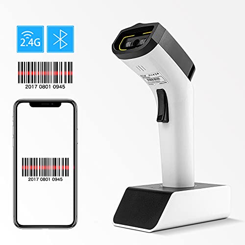 NETUM Wireless 1D Bluetooth Auto CCD Barcode Scanner with Support and Built-in Memory, Works with Mac OS, Windows, iOS, Android, Transfers up to 50M-DS5000