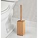 mDesign Bathroom Toilet Bowl Brush and Wastebasket Trash Can - Set of 2, Bamboo