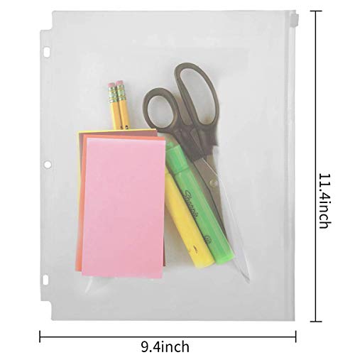YoeeJob 3 Holes Clear PVC Zipper Binder Pocket Insert Pages Letter Size
