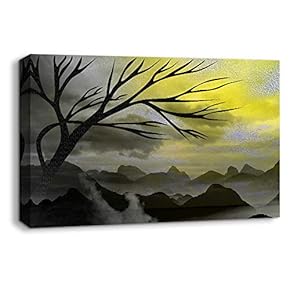 Canvas Wall Art Abstract Cloud Tree Colorful Painting Artwork for Home Prints Framed - 12x18 inches