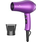 Wazor Compact 1000W Blow Dryer for Kids & Pour Painting Mini Travel Hair Dryer for RV, Ionic Lightweight Dryer with Concentrator, Cool Shot Button, Purple