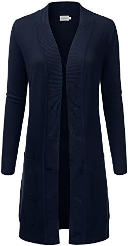 JJ Perfection Womens Casual Long Knit Cardigan Long Sleeve with Pockets Lightweight Open Front Sweater Jacket with Plus Size