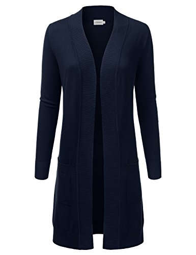 JJ PerfectionWomens Casual Long Knit Cardigan Long Sleeve with Pockets Lightweight Open Front Sweater Jacket with Plus Size