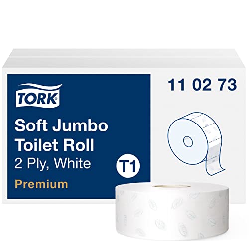 Tork Two Ply Jumbo Toilet Paper Roll Compatible with Tork T1 Jumbo Toilet System, 1 x 6 Rolls (6 x 1800 Sheets)