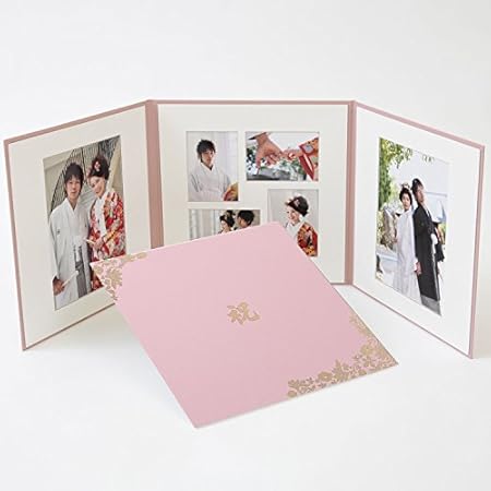 Amazon Co Jp 写真台紙 3面 アルバム 6切２枚 ｌ判４枚 花柄 ピンク ロゴ 祝 ゴールド箔 六切り 三面 七五三 婚礼 結婚 成人式 ベビー ウエディング フォトアルバム クラウンハート カメラ