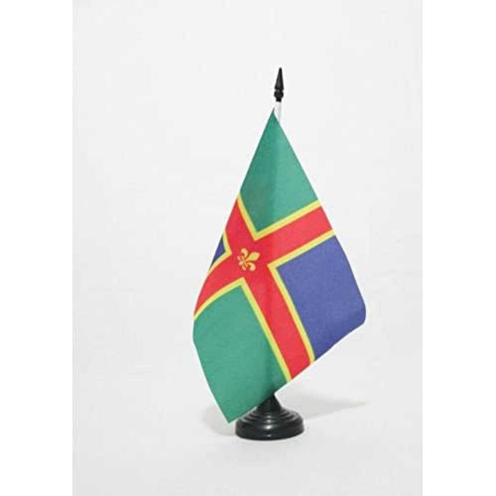 AZ FLAG Lincolnshire county Table Flag 5'' x 8'' - Lincolnshire county Office Decoration 100% Polyester 21 x 14 cm - Mini Desk Flag with Pole and Black Plastic Base