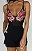 Dovee Women’s V Neck Rose Embroidery Bodysuit Backless Sleeveless Clubwear Mesh Jumpsuit Romper (S, Black)