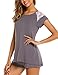 Avidlove Pajamas Women's Short Sleeve Sleepwear Soft Pj Set(M,Gray)
