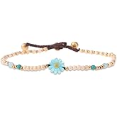 Made by Nami Boho Surfer Anklet Waterproof & Adjustable Beaded Anklets for Women Beachy Ankle Bracelet Made from Waxed Cotton Rope and Beads for Summer and Hippie Style
