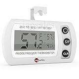 Easy To Read: Splash Proof Digital Refrigerator / Freezer Thermometer, -4 to 122°F Temperature Range Large Digital Display Works in Celsius & Fahrenheit