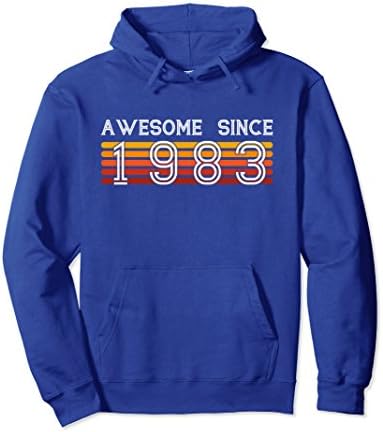 Unisex Awesome Since 1983, 35 Years Old 35th Birthday Gift Hoodie 2XL Royal Blue