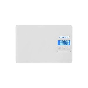 Lyfejoy Digital Kitchen Scale Weight Grams and Ounces for Cooking, Diet, Food Preparation, High Precision Milligram, Backlit Display, White Tempered Glass, 15kg/33lbs