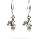 7Dots Art. Cute Little Acorn Earrings Silver Plated – Cottagecore Nature-Inspired Jewelry for Women – Hypoallergenic 925 Silver-Plated Ear Hooks.