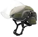 Airsoft MICH 2000 ACH Tactical Helmet with Clear Visor NVG Mount and Side Rail (OD Green)