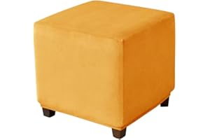 Daunkang Ottoman Cover Square Velvet Ottoman Covers Protector for Footrest Foot Stool Furniture Stretch Comfortable with Elas