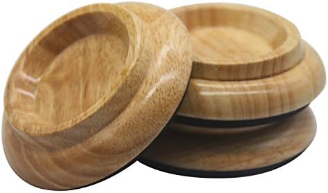 Piano Foot Pad-Hardwood Material ,Black Piano Caster Cups, Grand Piano Caster Pads, Piano Leg Pad Size 5.0x4.0x3.0 inch [set of 3] (Natural Wood)
