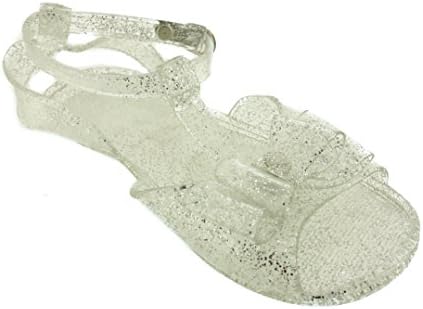 ZTT-6011A-Tod Girls Glitter Jelly Sandals w/Bow-WHT-M