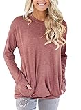 ZKESS Women Casual Round Neck Sweatshirt Loose Womens Tops Shirt Blouses