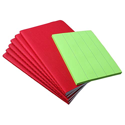Pocket Notebook Set, 3.5" x 5.5", Softcover & Durable Notepad, 6 Pack - 30 Sheets (60pages) Lined Journals, Small/Mini Size Memo Book (Red),Perfect for Field,Travel, Writing; with Bonus Sticky Note