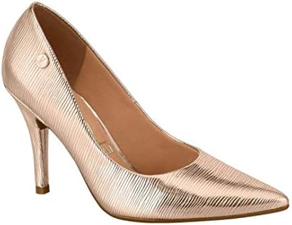 Vizzano Scarpin Made in Brazil Confort Heel Pink Golden Executive Wearing Women Shoes
